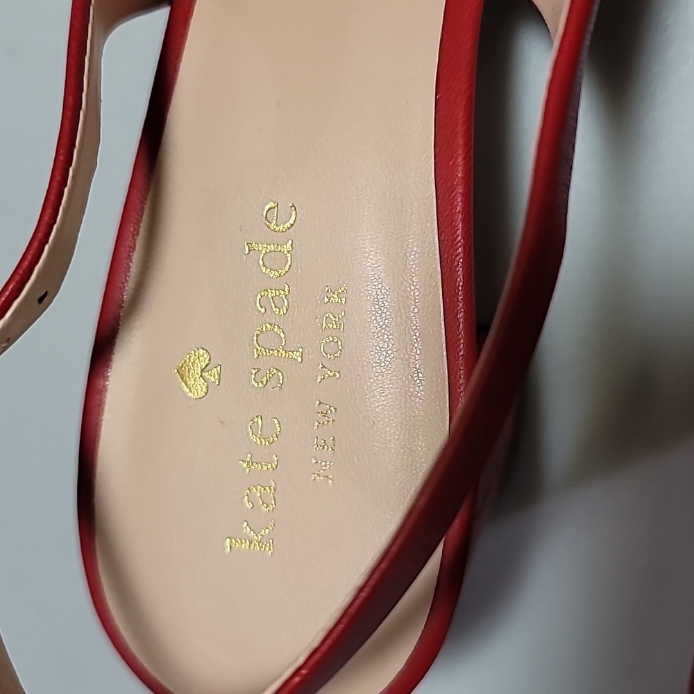Kate Spade Cherry Red Leather Bow Slingback Heels Size 9.5 M - Picture 5 of 14